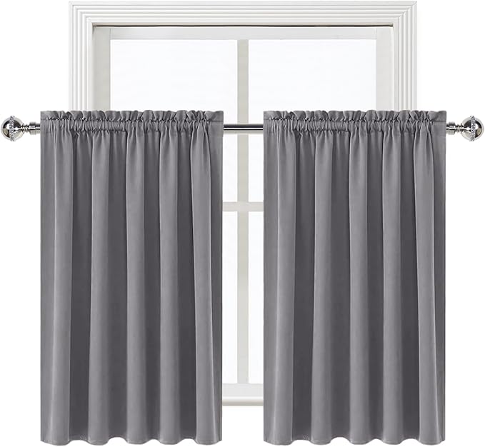 DWCN Grey Blackout Curtains for Half Window, Thermal Insulated Energy Saving - Image 9