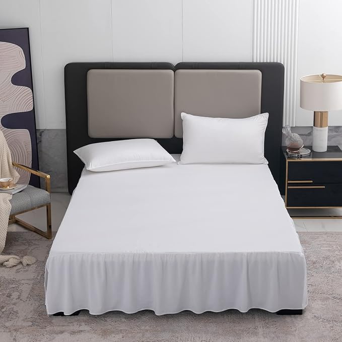 TSUTOMI White Bed Skirt Twin Size Ruffled Bed Skirt - Image 6