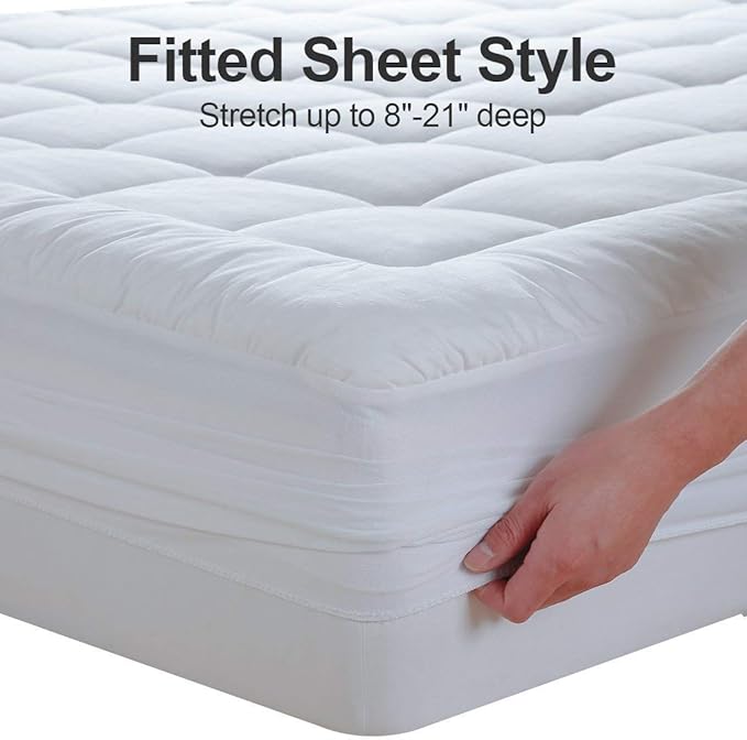 EASELAND Queen Size Mattress Pad Pillow Top Mattress Cover Quilted Fitted - Image 6