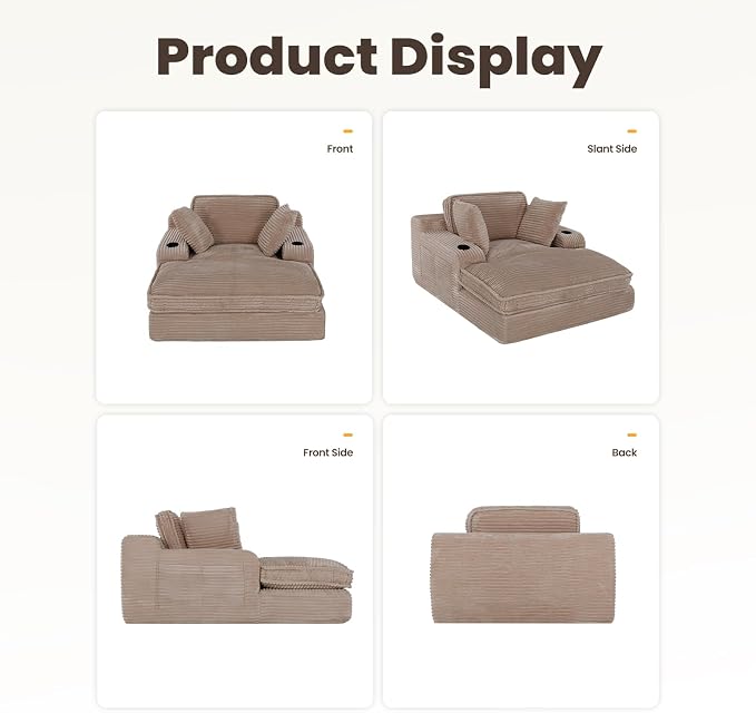 67" Chaise Lounge Chair Indoor, Cozy Oversized Fluffy Sofa - Image 8