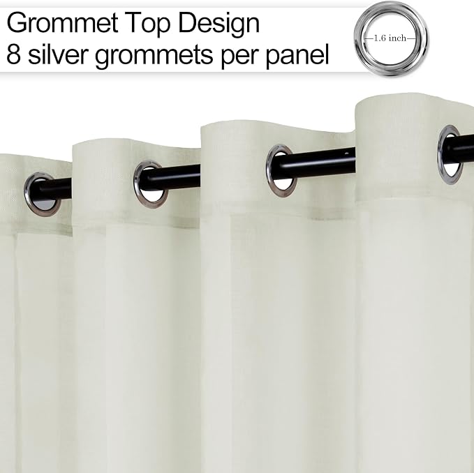 XWZO Sheer Curtains for Bedroom, Light Filtering Semi Transparent Voile Grommet - Image 2