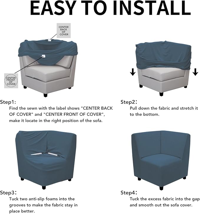Easy-Going Stretch Sectional Corner Sofa Slipcover 1-Piece Couch Sofa Cover - Image 6