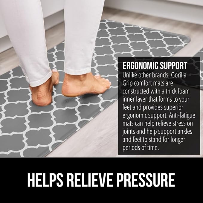 GORILLA GRIP 2 Pack Comfortable Cushioned Kitchen Mats - Image 3