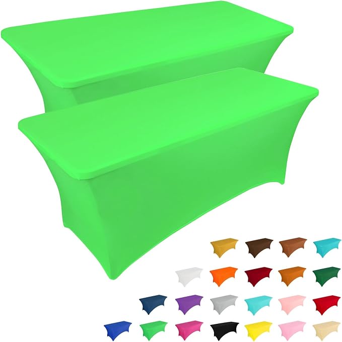 IVAPUPU 2 Pack 4FT Table Cloth for Rectangular Fitted Events Stretch Green by IVAPUPU