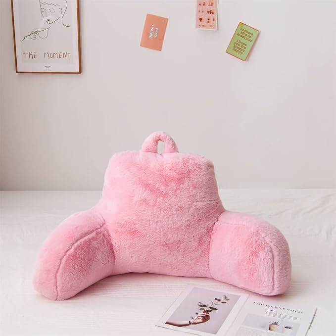 Holawakaka Large Faux Fur Bed Rest Pillow - Image 2