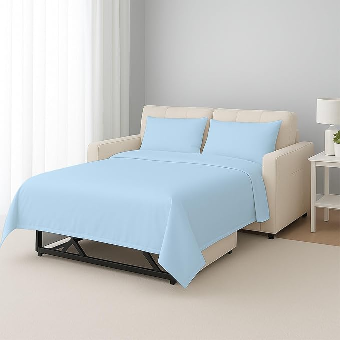 Luxury Queen Sleeper Sofa Bed Sheet Set, 100% Egyptian Cotton, 338 Thread Count by SHREEM+LINEN
