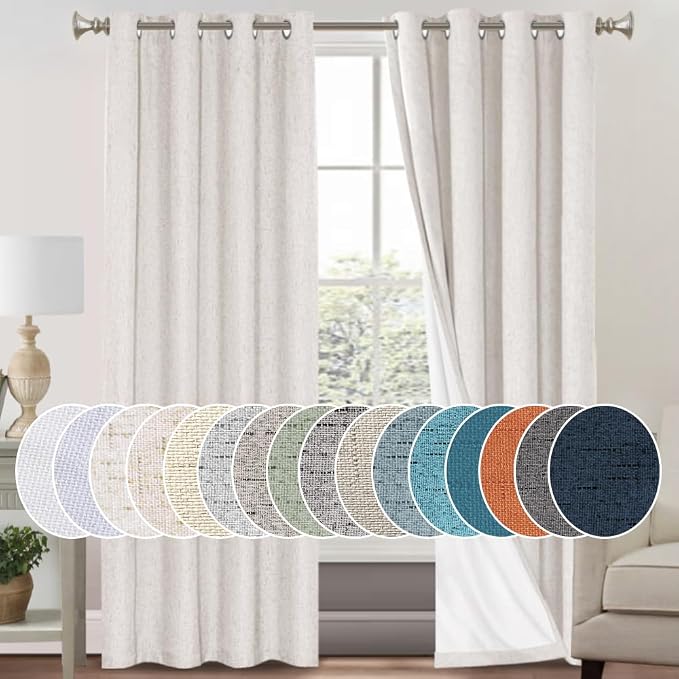 PrinceDeco Primitive Textured 100% Blackout Curtains by PrinceDeco