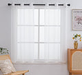 PI Ivory Sheer Curtains Short Panels, Grommet Top Airy Voile Window Curtain by PI