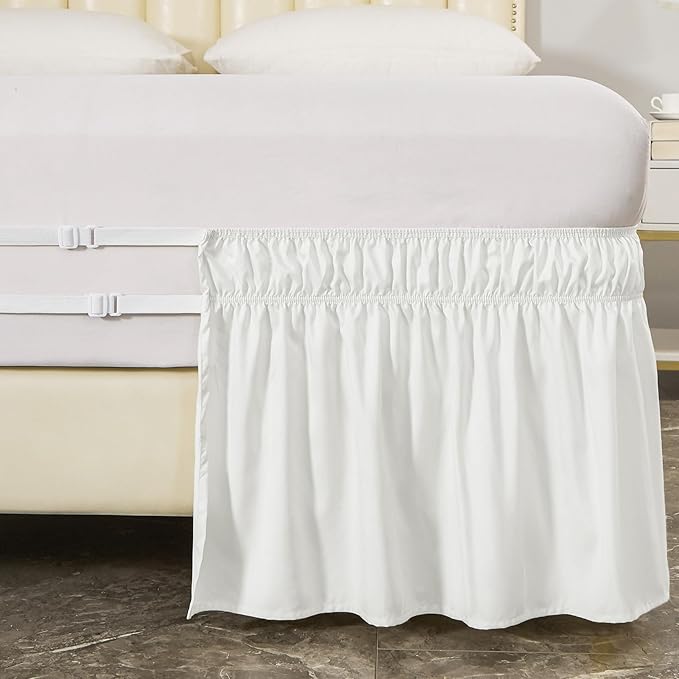 MEILA Wrap Around Bed Skirt Three Fabric Sides Elastic Dust Ruffled 24 Inch - Image 5