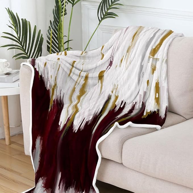 Abstract Ombre Throw Blankets, Modren Chic Art Oil Painting Cozy Warm Bed Couch - Image 4