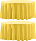 Round Tablecloth 132 Inch 2 Pack Yellow Tablecloths Washable Decorative Linen by AOCOZHomeLifeMuseum