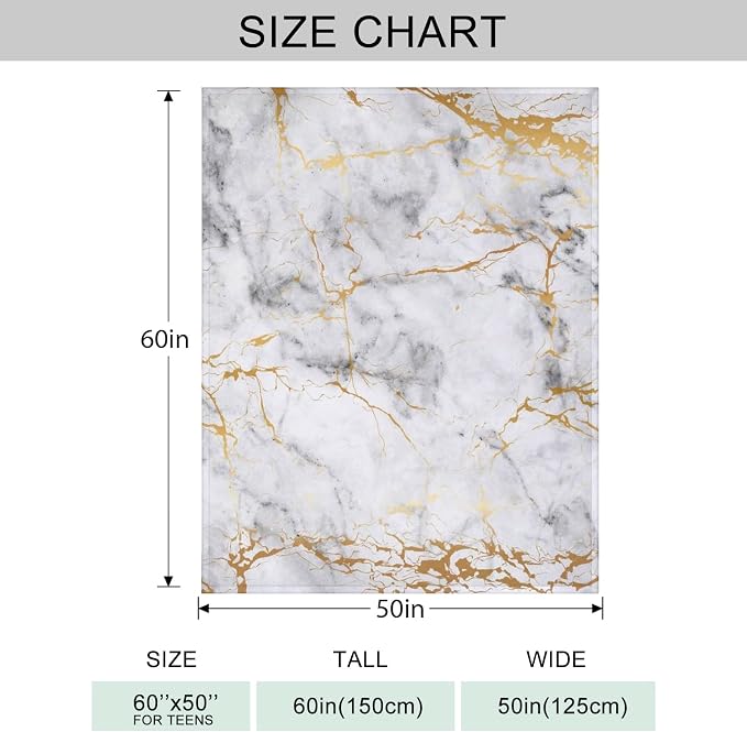 Gold Marble Throw Blanket for Couch, Super Soft Fuzzy Throws Warm Comfortable - Image 4