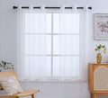 PI Short Sheer Curtains Grommet Panels, Light Voile Textured Sheer Curtain by PI
