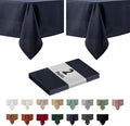 maxmill 2 Pack 60 x 84 Inch Navy Faux Linen Textured Rectangle Tablecloth Water by maxmill
