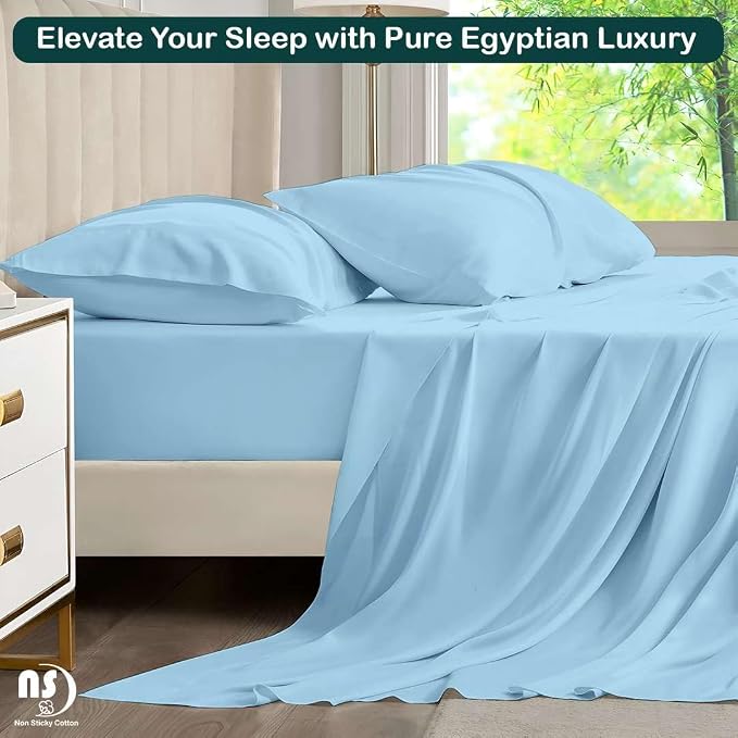 NON Sticky cotton Twin Size Sleeper Sofa Sheets, 4 Piece Egyptian Cotton Bed - Image 5