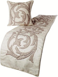 The HomeCentric Decorative Ivory & Beige Full 68 x 18 inch Bed Runner by TheHomeCentric