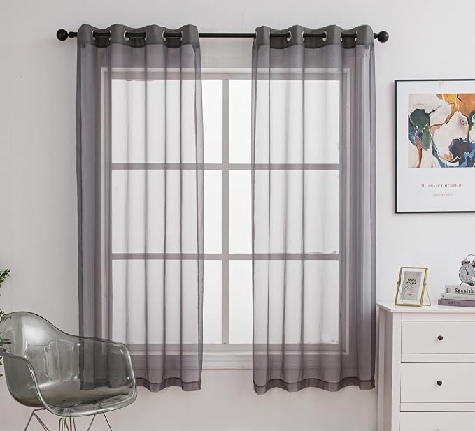 PI Dark Grey Sheer Curtains by PI