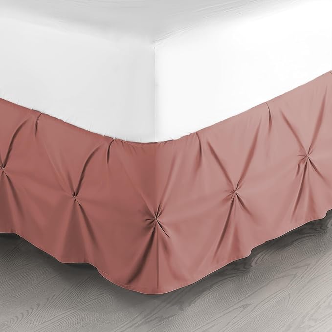 Nestl Pink Clay Bed Skirt Cal King Size, Pinch Pleat Cal King Bed Skirt by Nestl