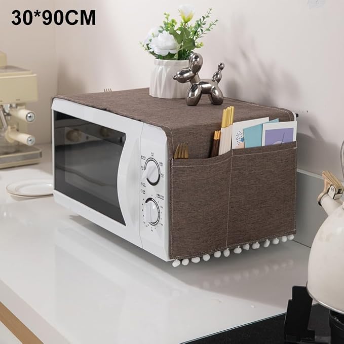 Microwave Oven Cover Dust Oil Proof Cotton Linen Waterproof Fabric Cloth - Image 2