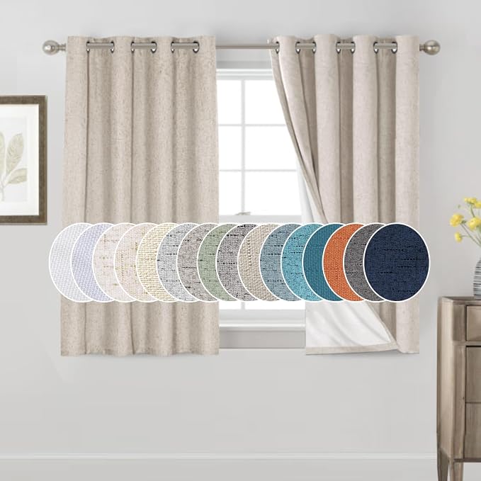 PrinceDeco Blackout Curtains for Bedroom 100% Black Out Curtains 54 Inch Long by PrinceDeco
