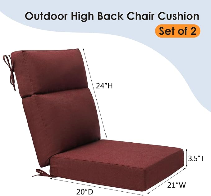 Sunbrella Outdoor High Back Chair Cushion Seat Pads, 44 x 21 Inch - Image 6