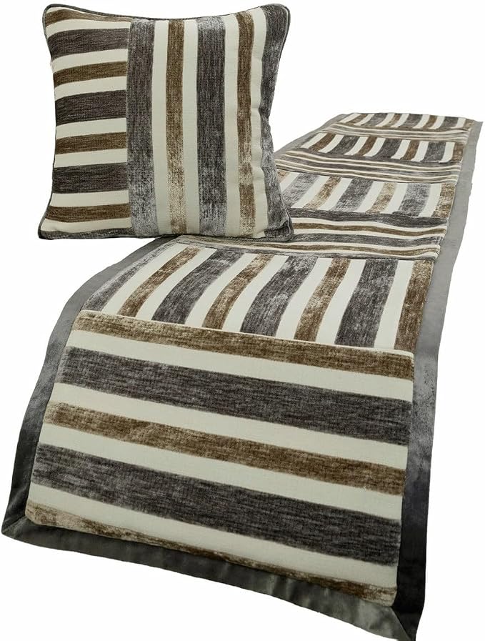 The HomeCentric King/Queen/Twin Beige & Grey Decorative Twin 53"x18" Bed Runner by TheHomeCentric