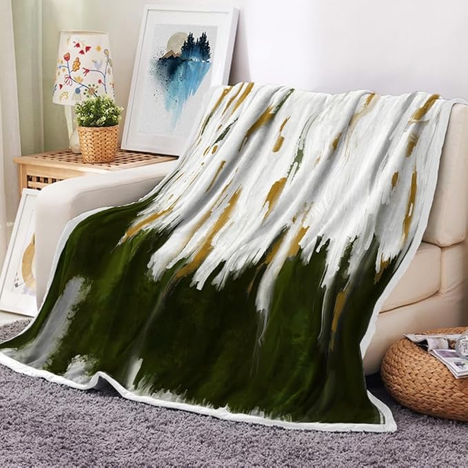 Abstract Ombre Throw Blankets, Modren Chic Art Oil Painting Cozy Warm Bed Couch by Uokiuki