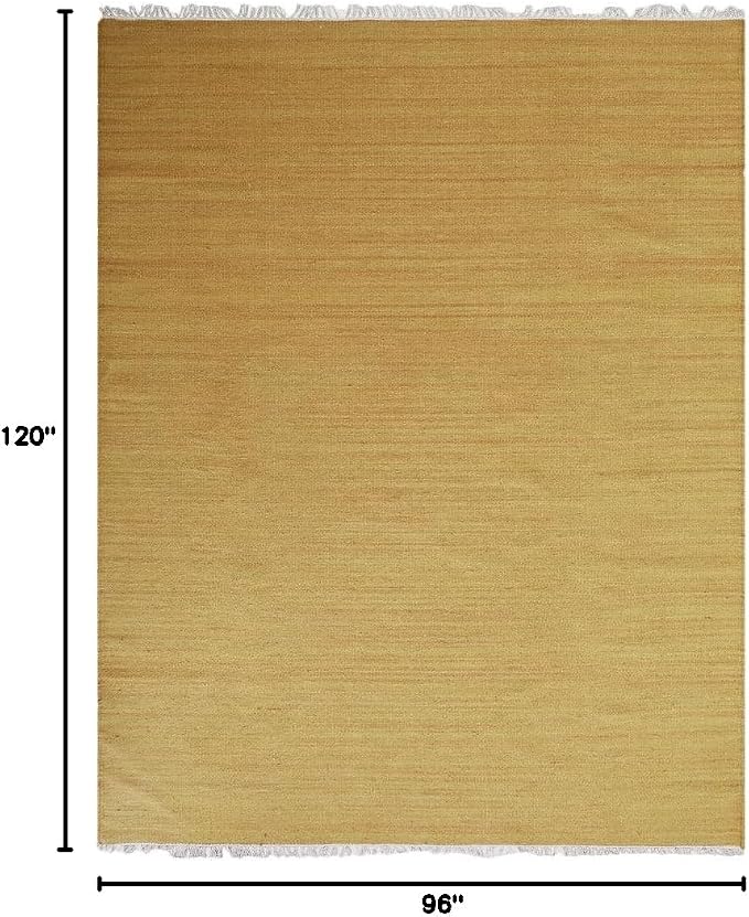 Rugsotic Carpets Hand Woven Flat Weave Kilim Wool 8'x10' Area Rug Solid Gold - Image 2