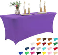 IVAPUPU 6FT Table Cloth for Rectangular Fitted Events Stretch Purple Washable by IVAPUPU