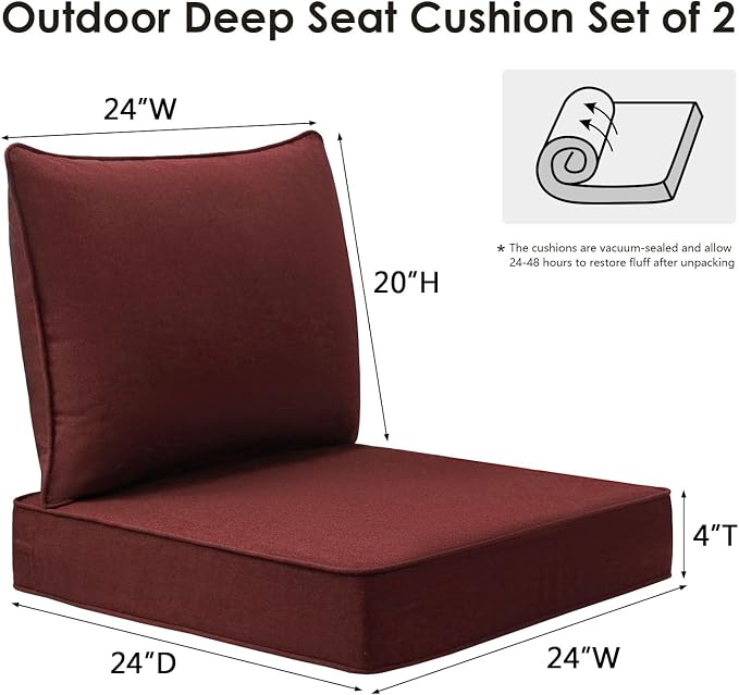 Sunbrella Outdoor Patio Chair Cushions Set, Water-Repellent, Fade Resistant - Image 6