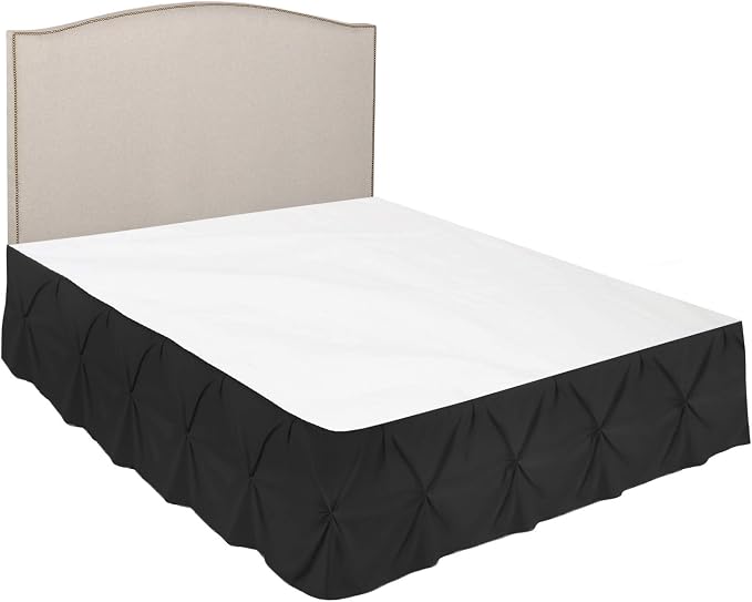 Nestl Black Bed Skirt Queen Size, Pinch Pleat Queen Bed Skirt, Hotel Quality - Image 7