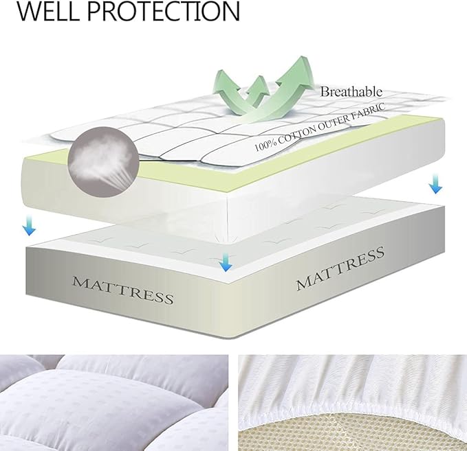 EASELAND Twin XL Mattress Pad Pillow Top Quilted Fitted Mattress - Image 3