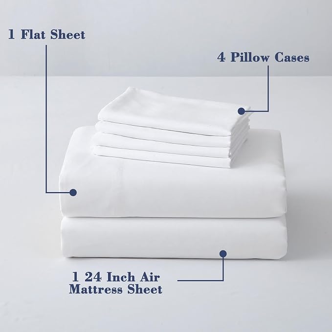 Air Mattress Sheet Set for 16-24 Inch Air Beds Queen Size, Deep Pocket Fitted - Image 2