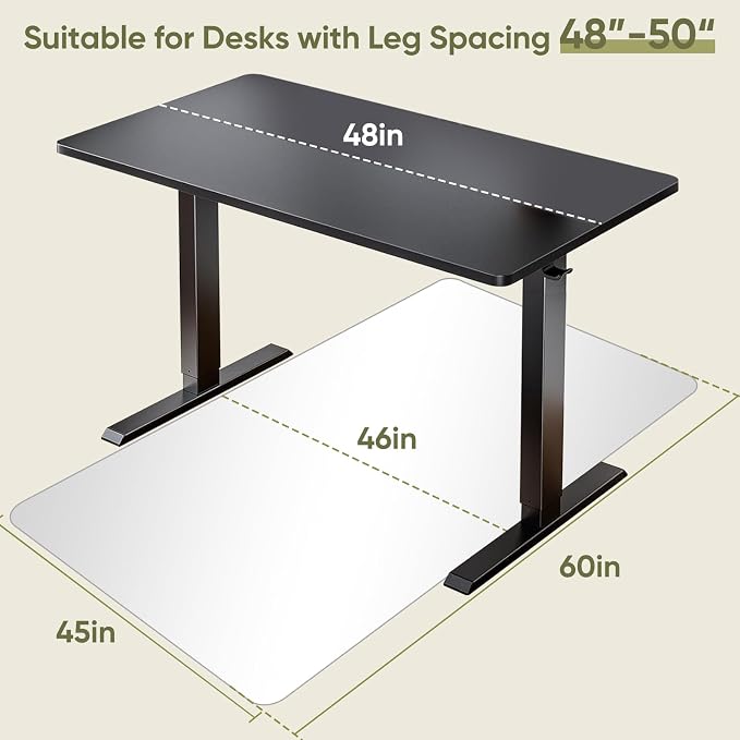 Office Chair Mat for Carpet & Hardwood, Upgraded 45" x 60" Tempered Glass Chair - Image 6