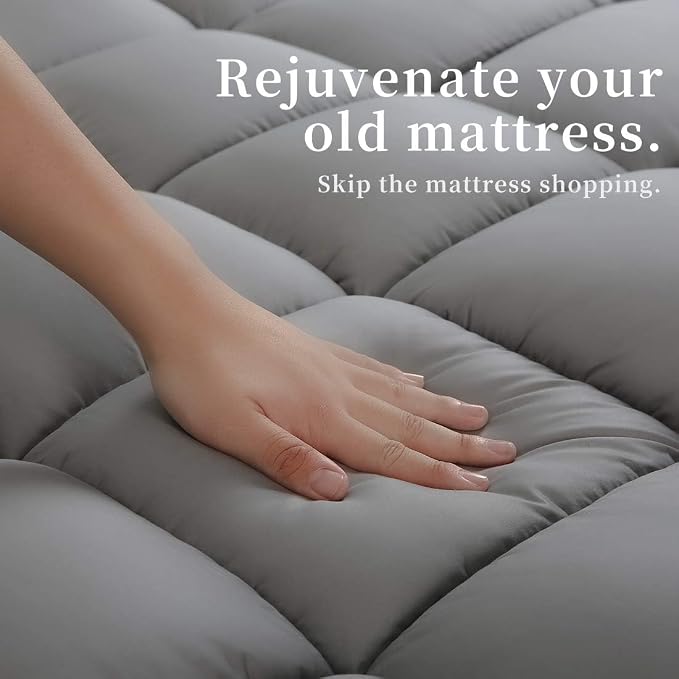 COONP Super Queen Mattress Topper, Extra Thick Pillowtop, Cooling Plush - Image 5