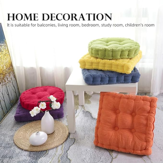 Meditation Floor Pillow Set of 2 Large Square and Round Floor Cushions - Image 3