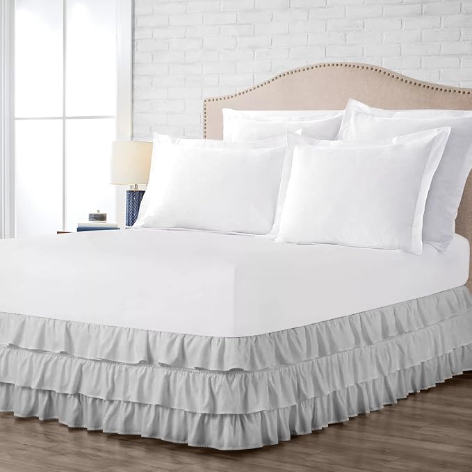 Multi-Ruffle Bed Skirt, Soft Multi Elastic Dust Ruffles - Image 3