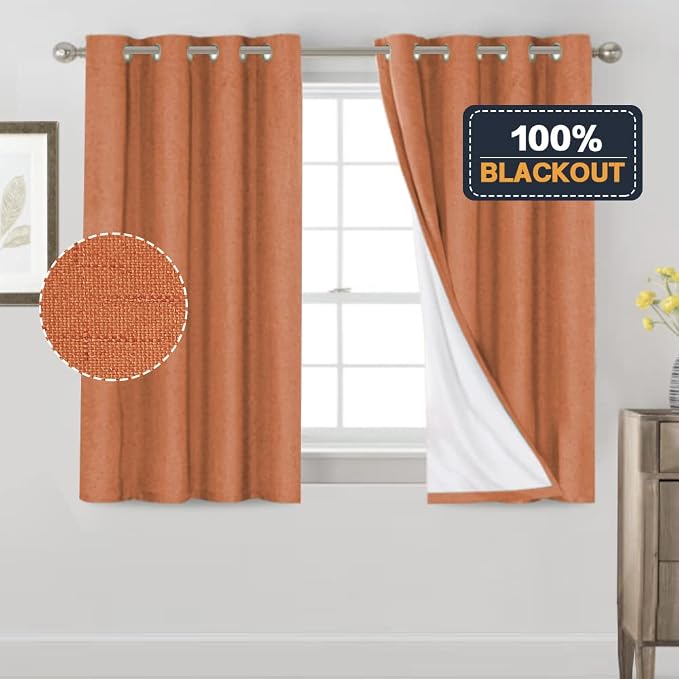 PrinceDeco 100% Blackout Linen Textured Curtains - Image 6