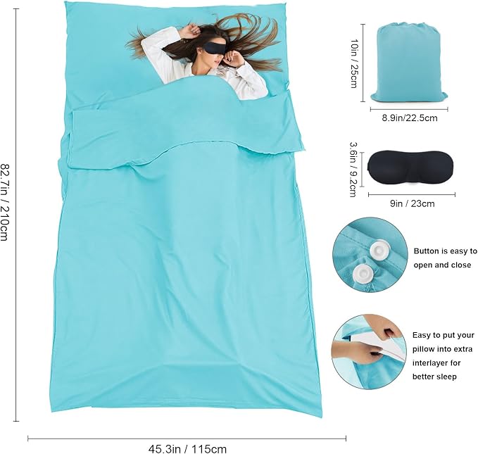 Sleeping Bag Liner, Travel Sheet & Adult Sleep Sack, Camping Sheets Travel - Image 6