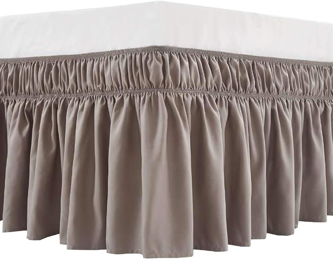 MEILA Wrap Around Bed Skirt Three Fabric Sides Elastic Dust Ruffled 18 Inch by MEILA
