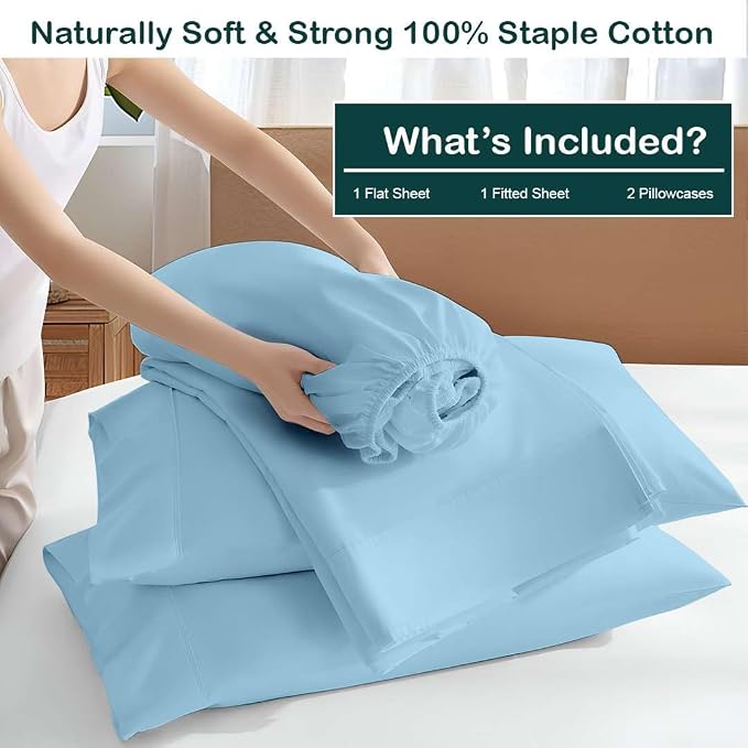 NON Sticky cotton Queen Size Sleeper Sofa Sheets, 4 Piece Egyptian Cotton Bed - Image 3