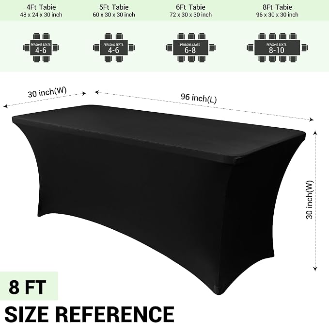 Obstal Spandex Table Cover 8ft Fitted Tablecloth Rectangular - Image 4
