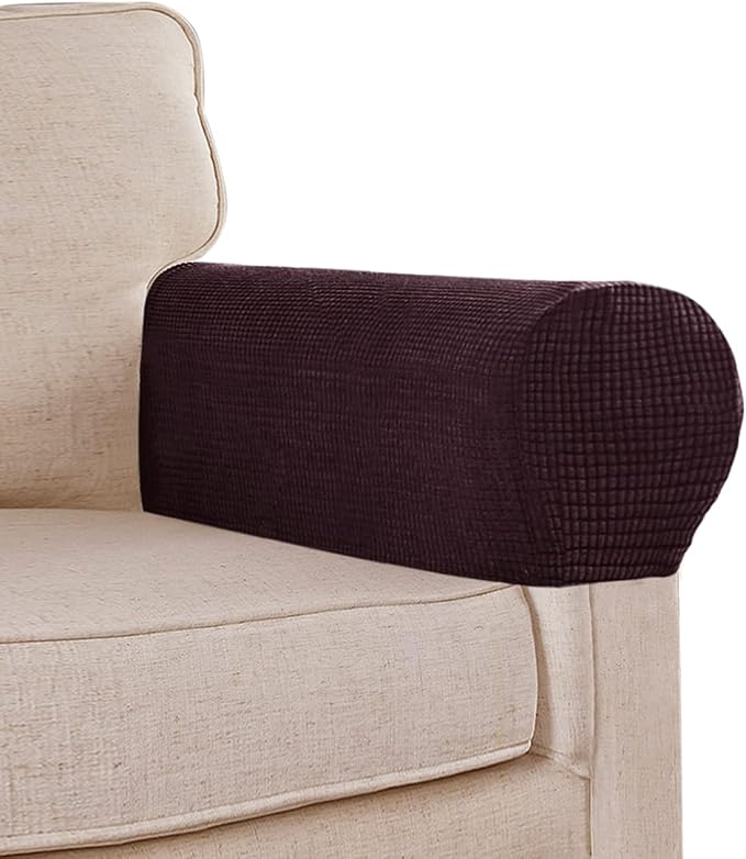 Stretch Sofa Arm Covers Spandex Jacquard Anti-Slip Couch Arm Covers by L.VICTEX