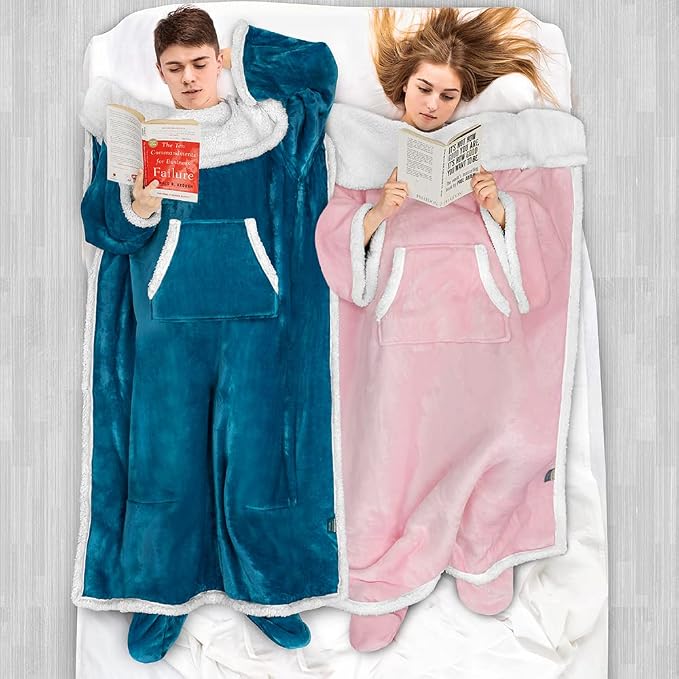 PAVILIA Sherpa Blanket with Sleeves, Foot Pocket - Image 5