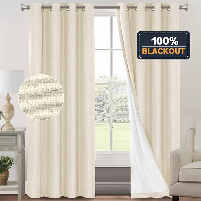 PrinceDeco 100% Blackout Linen Curtains - Image 6