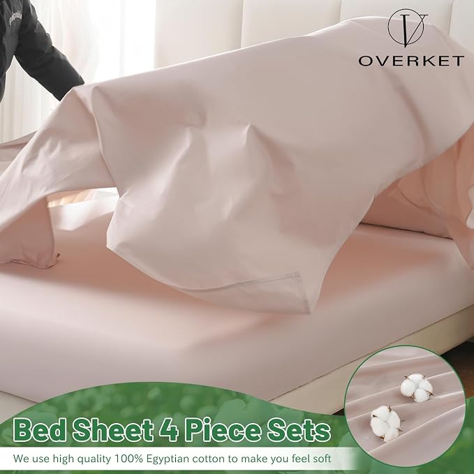 Egyptian Cotton Sheets Full Size 4PCS 1000 Thread Count Sateen Weave Soft - Image 3