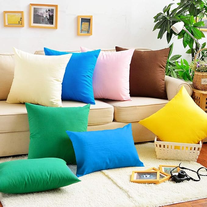 4-Pack 100% Cotton Comfortable Solid Decorative Throw Pillow Case, Thmyo Square - Image 3