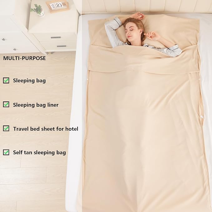 Sleeping Bag Liner Camping Adult Sleep Sack Lightweight Travel Sheet - Image 5