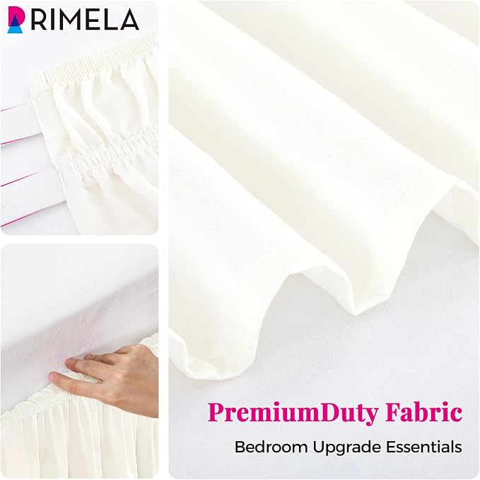 RIMELA Cream White Bed Skirt Queen Size 18 Inch Drop, Wrap Around Elastic - Image 7