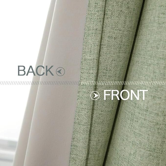 MIULEE Linen Texture Curtains for Bedroom Solid 100% Blackout Thermal Insulated - Image 6